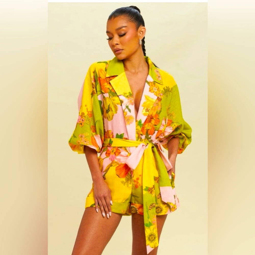 Floral Belted Dolman Romper